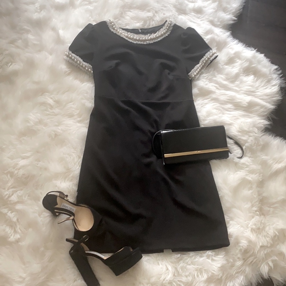 Betsy Johnson black dress w jewel detail worn once!
